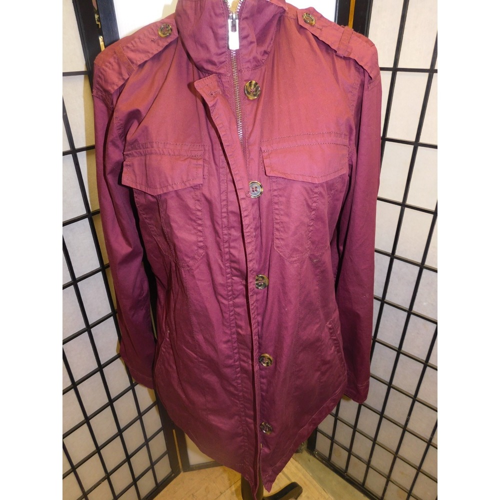 Buffalo David Bitton Burgundy Lightweight Military Jacket Small